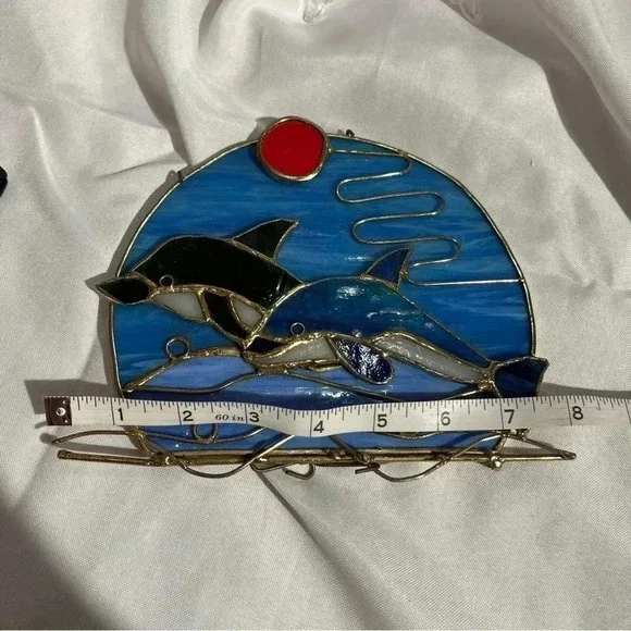 Handmade Stained Glass Dolohin Suncatcher - Picture 5 of 5